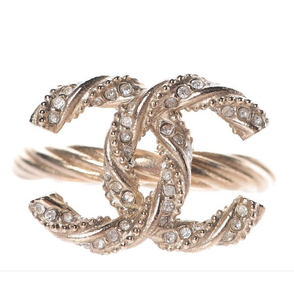 CHANEL Jewelry - CHANEL CC Logo Crystal Twist Ring